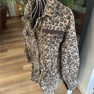Free People Leopard Print Utility Jacket